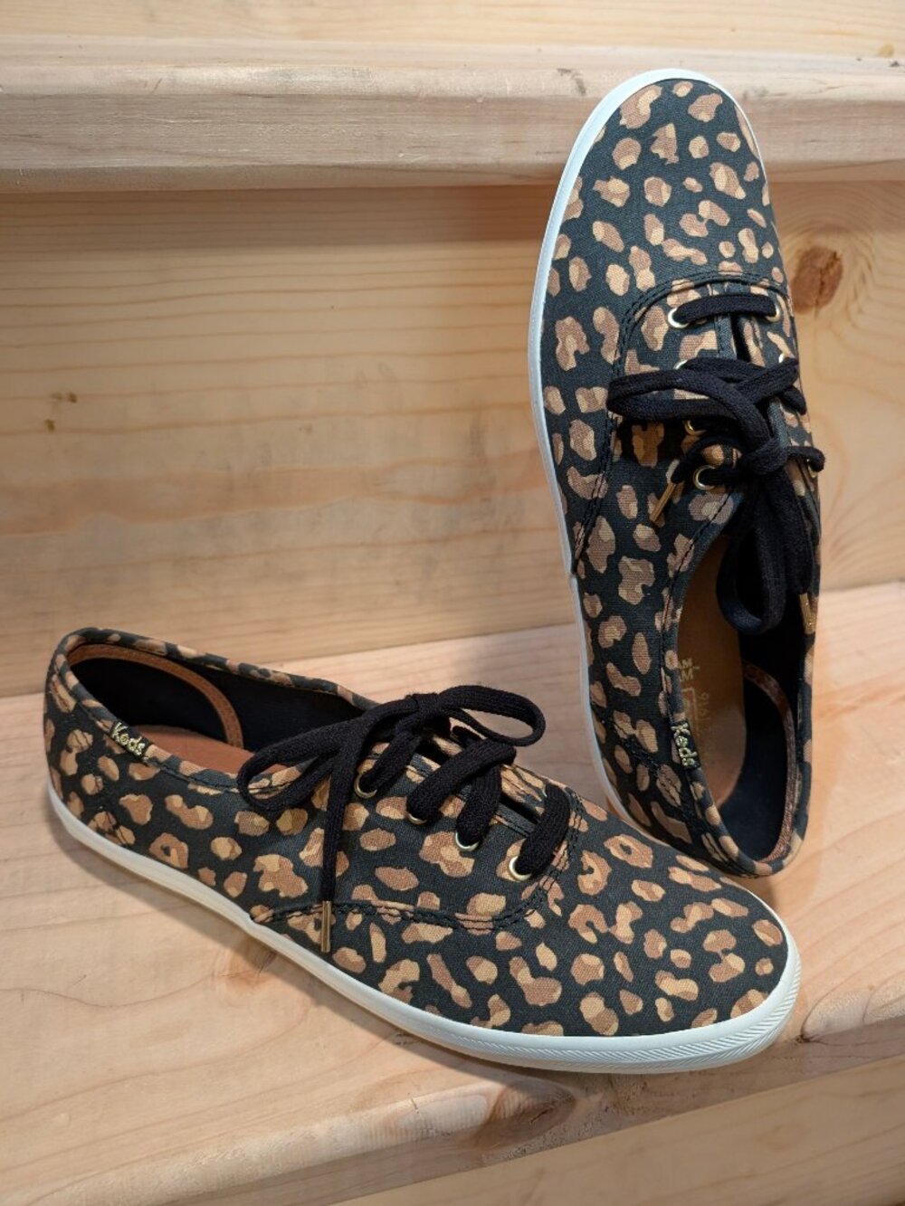 LN Keds Women's 8.5 Champion Animal low-top canvas sneakers Leopard print shoes
